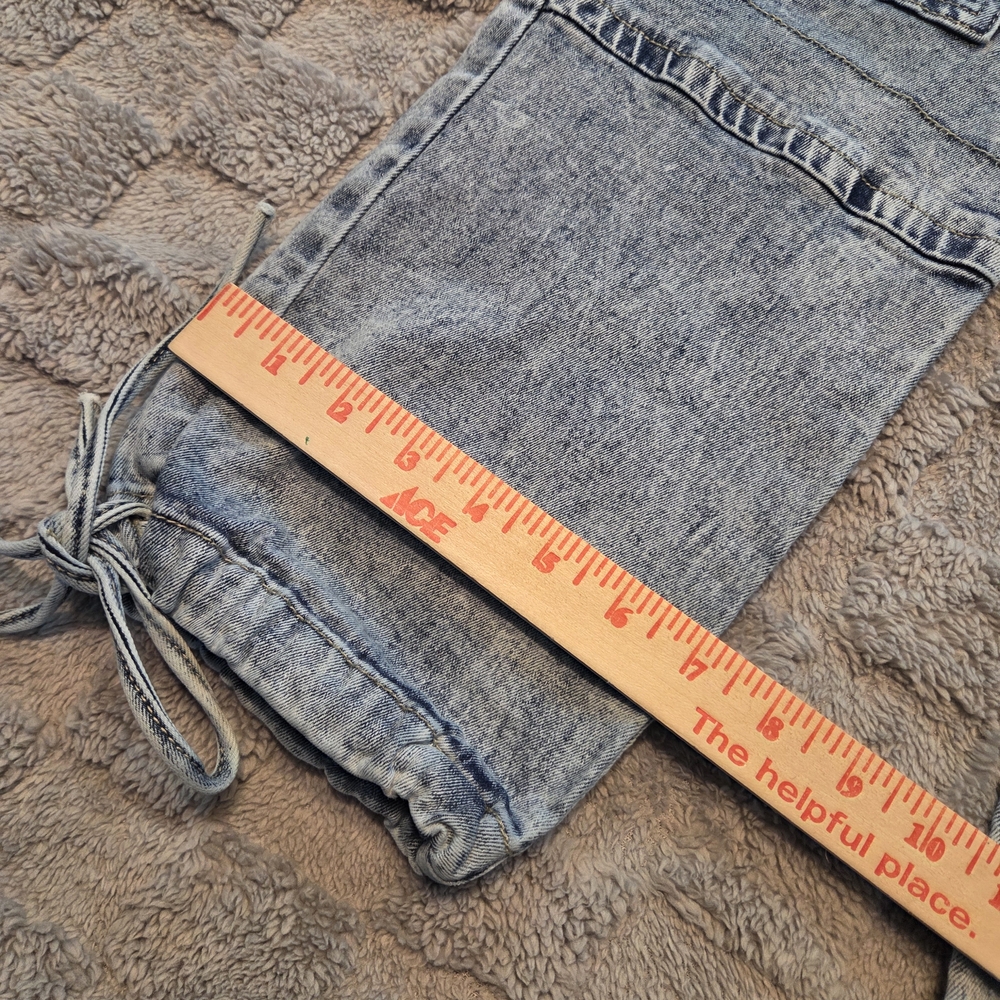 Elite Jeans Womens Cargo Size 7 Acid Wash Baggy Deep Pockets Drawstrings Retro - Picture 6 of 10